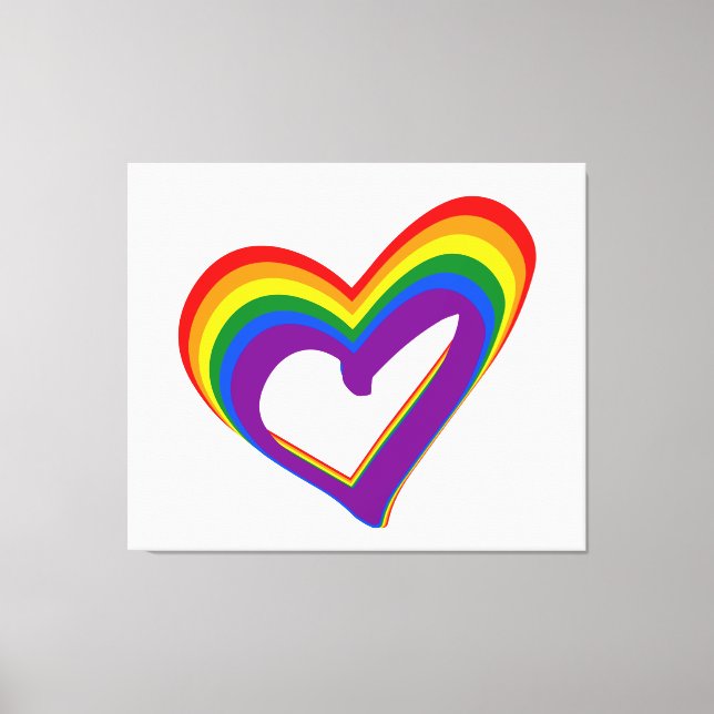 Romantic LGBT Rainbow Flag Heart Gay Pride Love Canvas Print (Front)