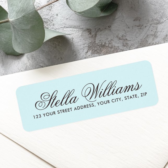 Romantic light aqua blue calligraphy script (Romantic light aqua blue calligraphy script label)