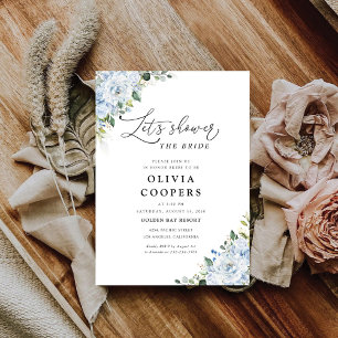 Romantic Light Blue Floral Bridal Shower  Invitation