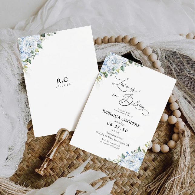 Romantic Light Blue Floral Bridal Shower  Invitation (Creator Uploaded)