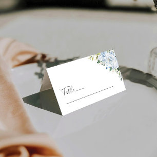 Romantic Light Blue Floral Flat Place Card