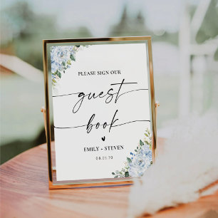 Romantic Light Blue Floral Guest Book Sign