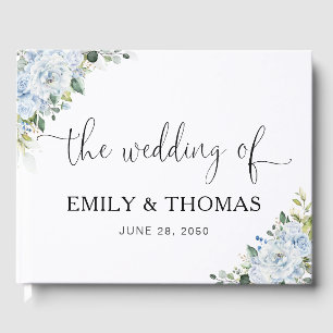 Romantic Light Blue Floral Wedding Guest Book