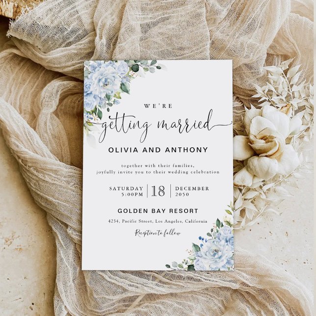 Romantic Light Blue Floral Wedding Invitation (Creator Uploaded)