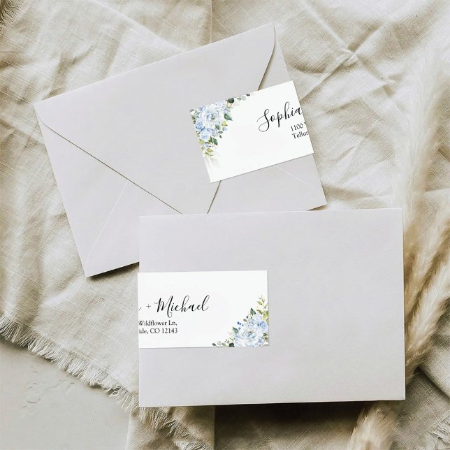 Romantic Light Blue Floral Wedding Return Address  (Creator Uploaded)