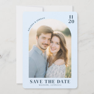 Romantic Light Blue Minimalist Photo Save The Date