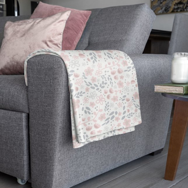 Romantic Light Pink Tiny Floral Pattern Feminine Fleece Blanket (Creator Uploaded)