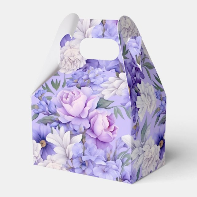 Romantic light purple flowers favour box (Front Side)