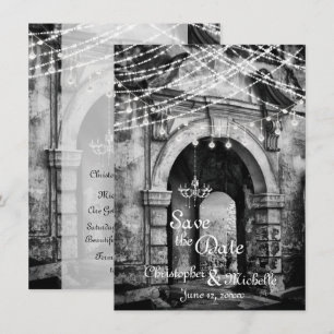 Romantic Lights Goth Archway Wedding Save the Date Invitation