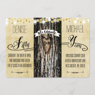 Romantic Lights & Rustic Tree 50th Anniversary Invitation