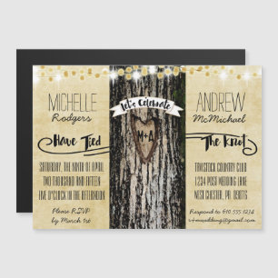 Romantic Lights & Rustic Tree Post Wedding Invite