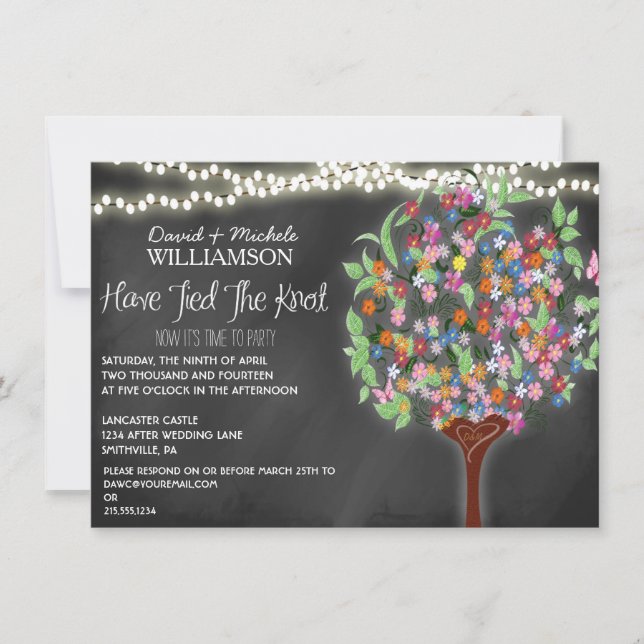 Romantic Lights Whimsical Tree Post Wedding Invite (Front)