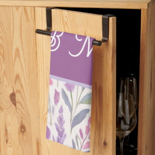 Romantic lila pink Pastel Botanical Spring Meadow Tea Towel