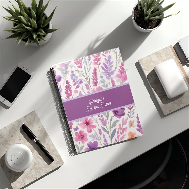 Romantic lila pink Pastel Botanical Spring recipe Notebook (Creator Uploaded)