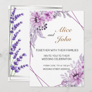 Romantic Lilac and Purple Lavender Wedding Invitation