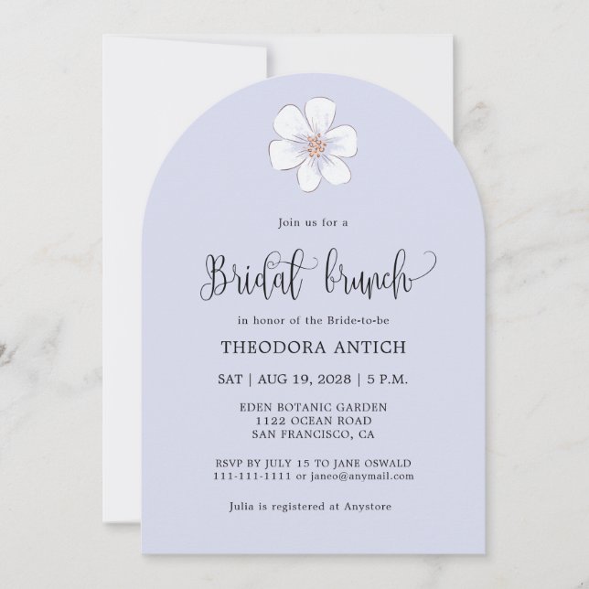 Romantic Lilac Floral  Bridal Brunch Invitation (Front)
