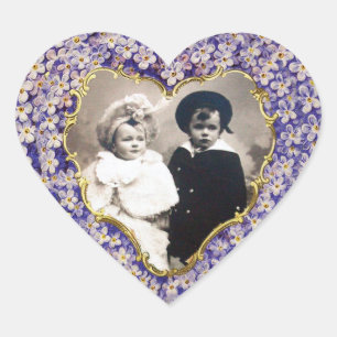 ROMANTIC LILAC HEART PHOTO TEMPLATE HEART STICKER