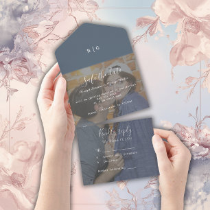 romantic lilac photo wedding safe the date all in one invitation