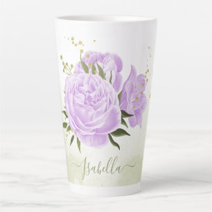 romantic lilac purple flowers greenery wedding latte mug