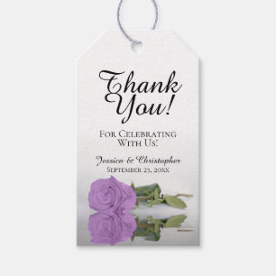 Romantic Lilac Purple Rose Wedding Thank You Gift Tags