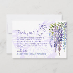 Romantic Lilac Wisteria & Butterfly Floral Wedding Thank You Card