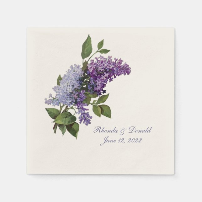 Romantic Lilacs Wedding Napkin (Front)