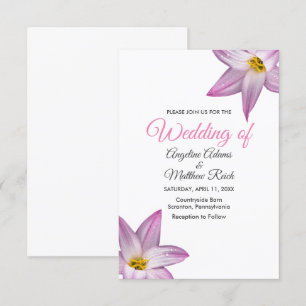 Romantic Lilly Flowers Wooden Formal Wedding Invitation