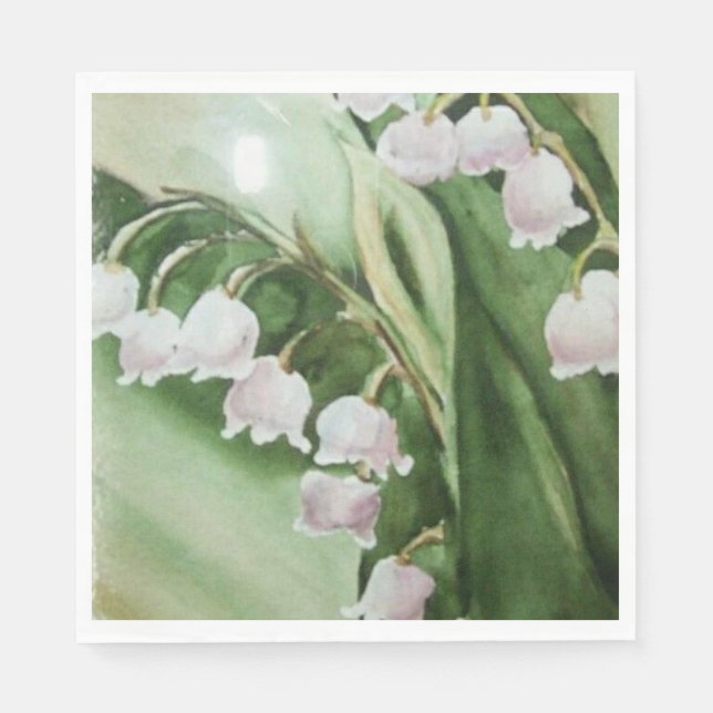 ROMANTIC LILY OF THE VALLEY FLOWER PARTY NAPKIN (Front)