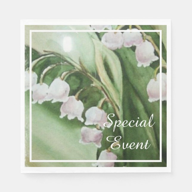 ROMANTIC LILY OF THE VALLEY FLOWER PARTY NAPKIN (Front)