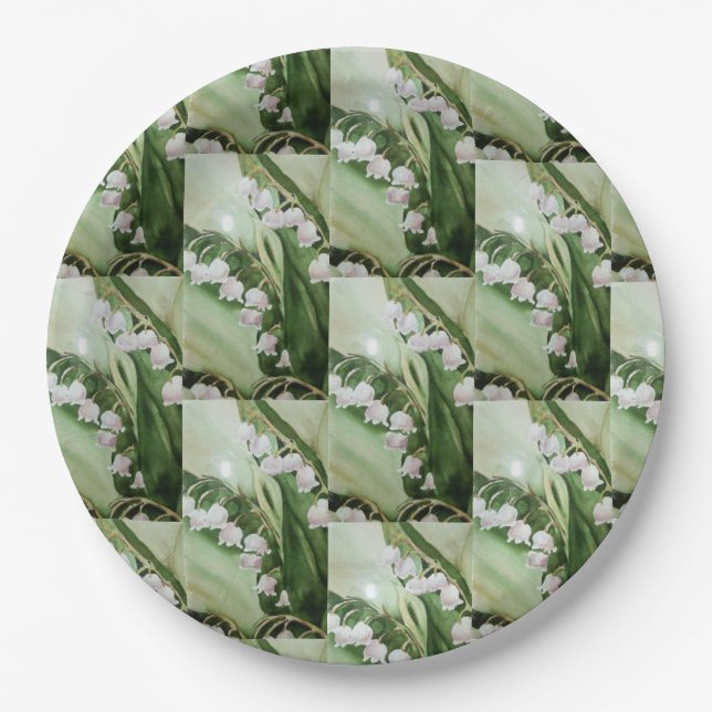ROMANTIC LILY OF THE VALLEY FLOWER  PARTY PAPER PLATE (Front)