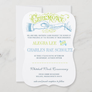 Romantic Lime Aqua Vintage Gatsby Typography Invitation