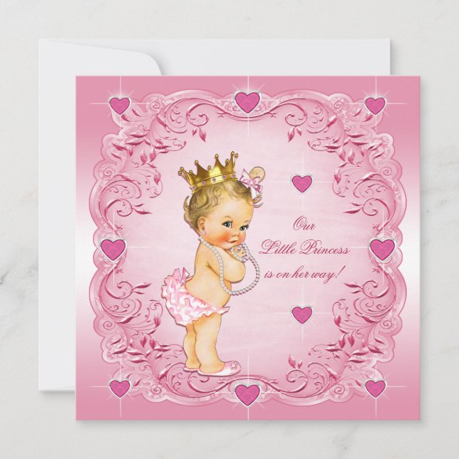 Romantic Little Princess Love Hearts Baby Shower Invitation (Front)