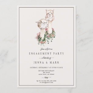 Romantic Llama bridal couple engagement party Invitation