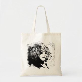 Romantic london lady vintage illustration tote bag