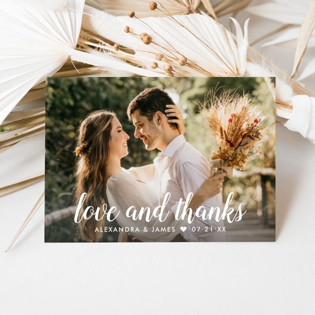 Romantic Love and Thanks Script Wedding Thank You Card (Creator Uploaded)