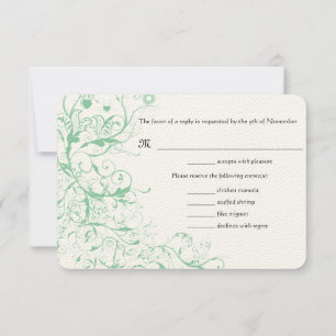 Romantic Love Bird Mint Wedding RSVP Card