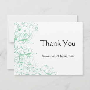Romantic Love Bird Mint Wedding Thank You Card