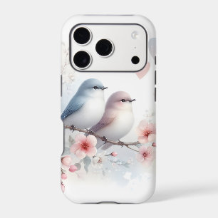 Romantic Love Birds Cherry Blossom Branch