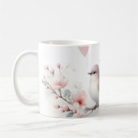 Romantic Love Birds Cherry Blossom Branch