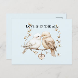 Romantic Love Birds Cloud Heart Postcard