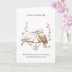 Romantic Love Birds Heart Wedding Card
