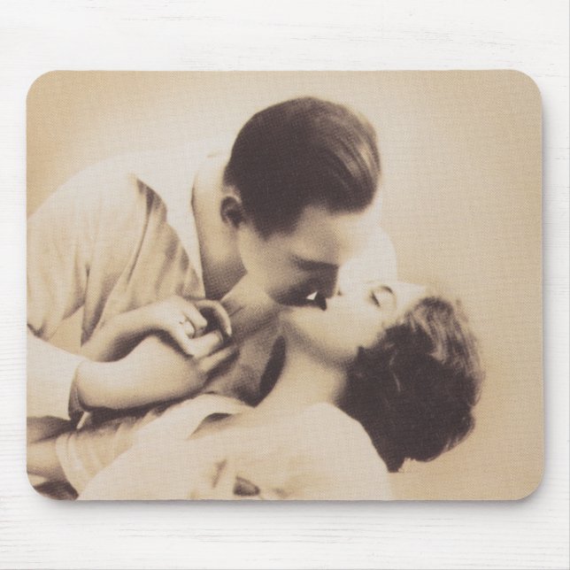 Romantic Love Couple Kissing vintage illustration Mouse Mat (Front)