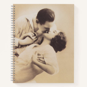 Romantic Love Couple Kissing vintage illustration Notebook