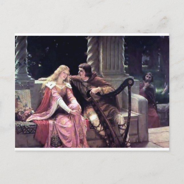 Romantic Love Couple Music Harp Man Woman painting Postcard (Front)