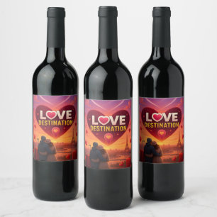Romantic Love Destination Valentine’s Day Travel Wine Label