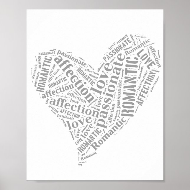 Romantic Love Grey and White Heart II Poster (Front)