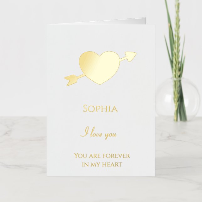 Romantic Love Heart Arrow Foil Greeting Card (Front)