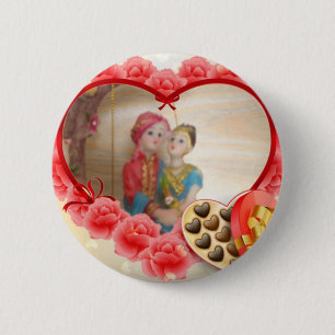 Romantic Love Heart Art Print 6 Cm Round Badge