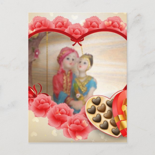 Romantic Love Heart Art Print Announcement Postcard (Front)