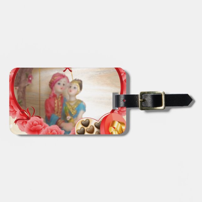 Romantic Love Heart Art Print Luggage Tag (Front Horizontal)